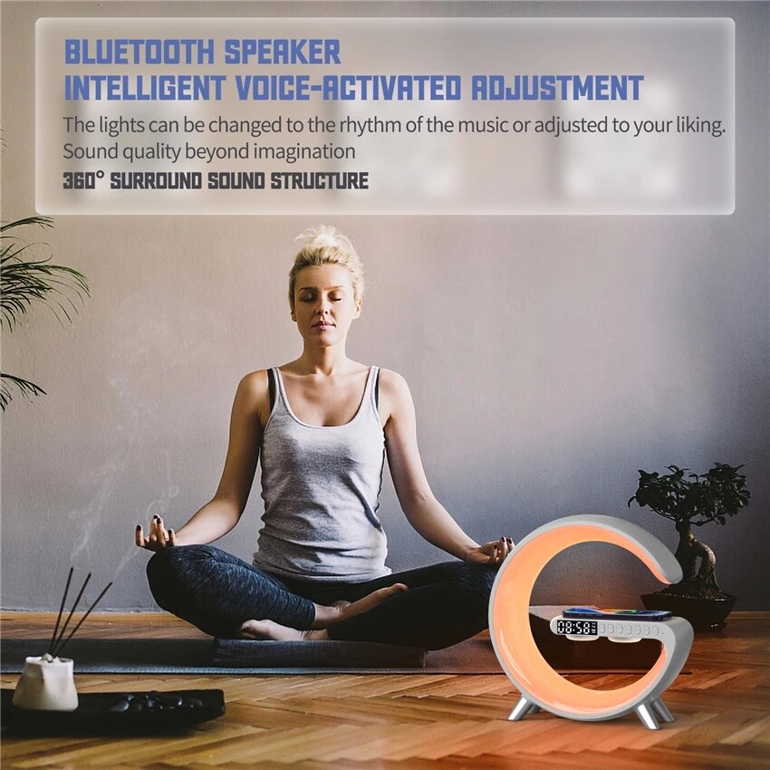 Bluetooth Speaker -Wireless Charger APP Control for Iphone & Samsung