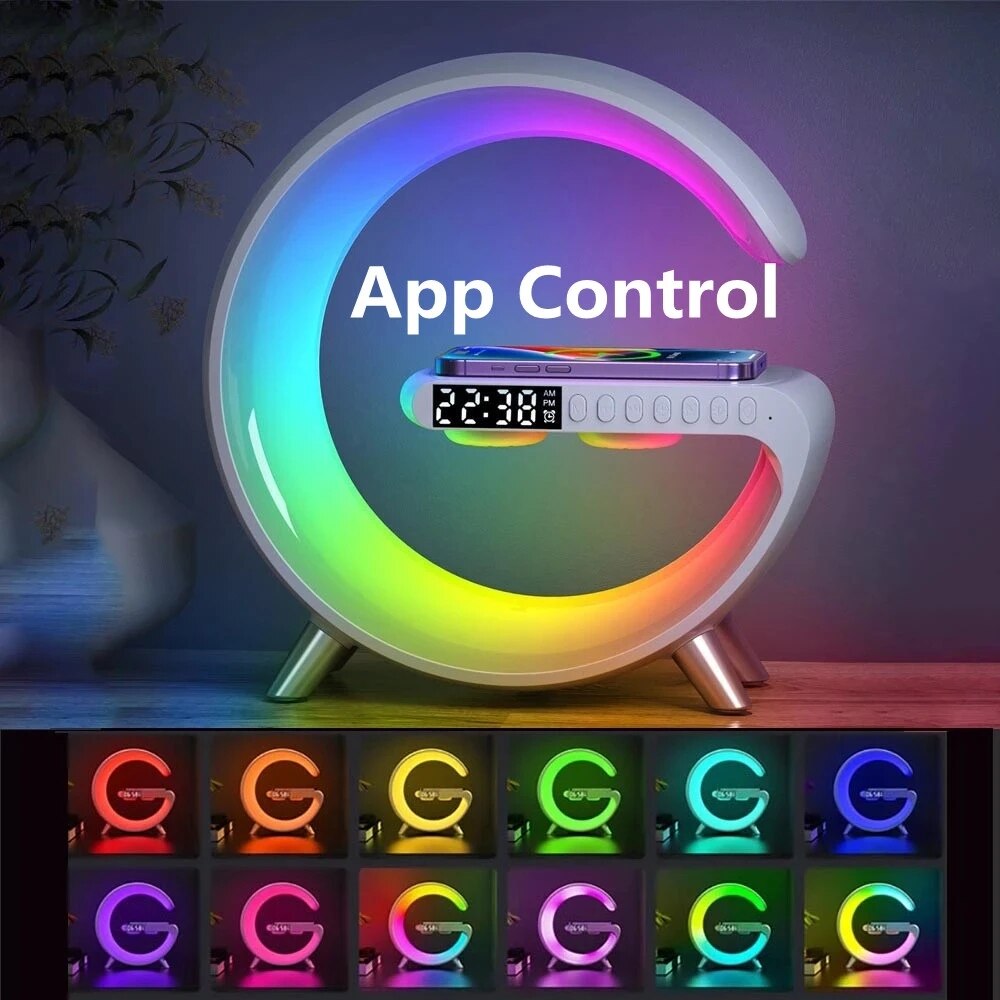 Bluetooth Speaker -Wireless Charger APP Control for Iphone & Samsung